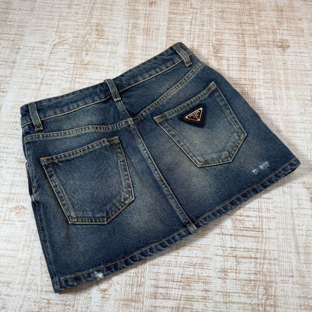 PRADA プラダ デニム　スカート　三角ロゴ　 38