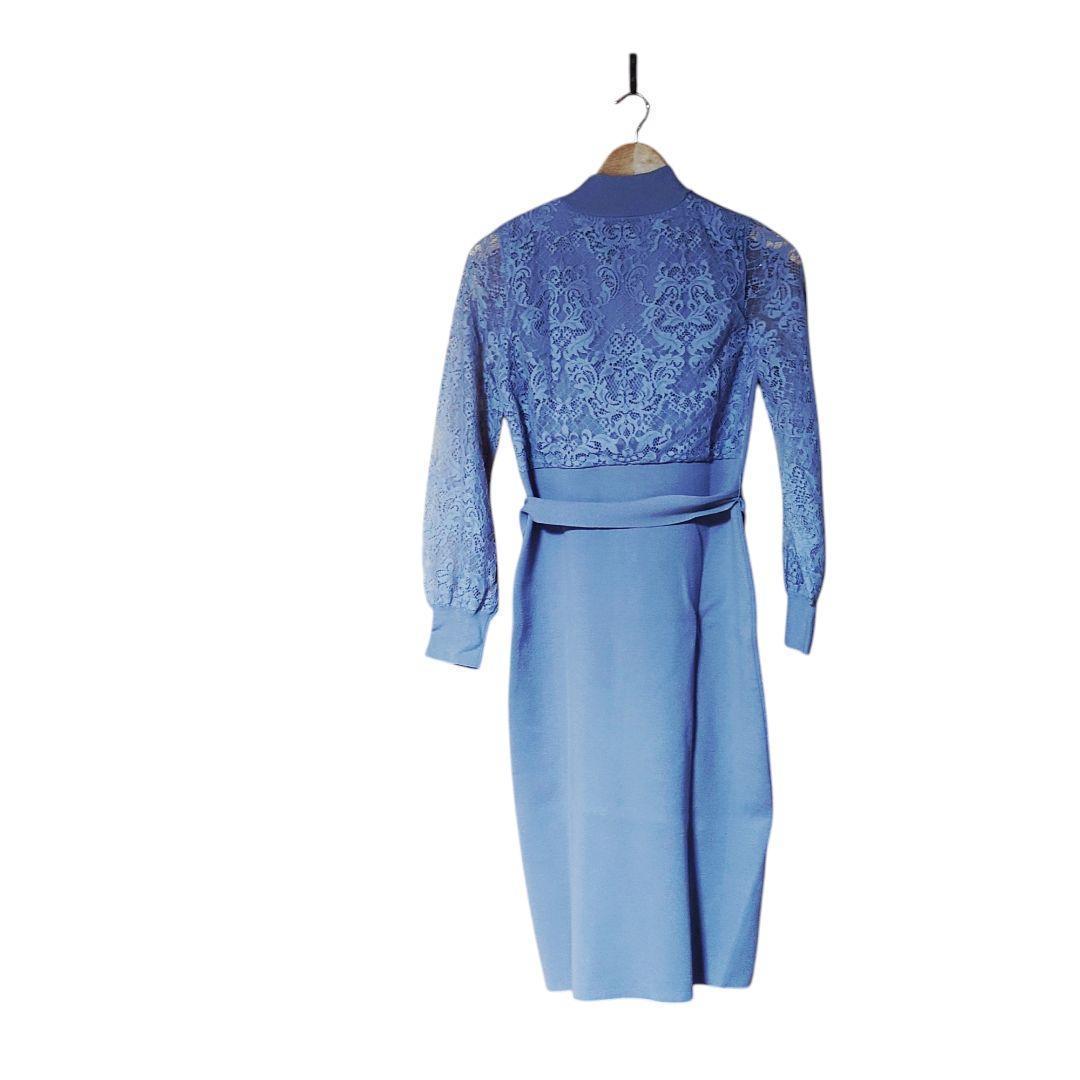 【なっちゃん】美品 PINKY&DIANNE レース袖ラベンダーワンピース