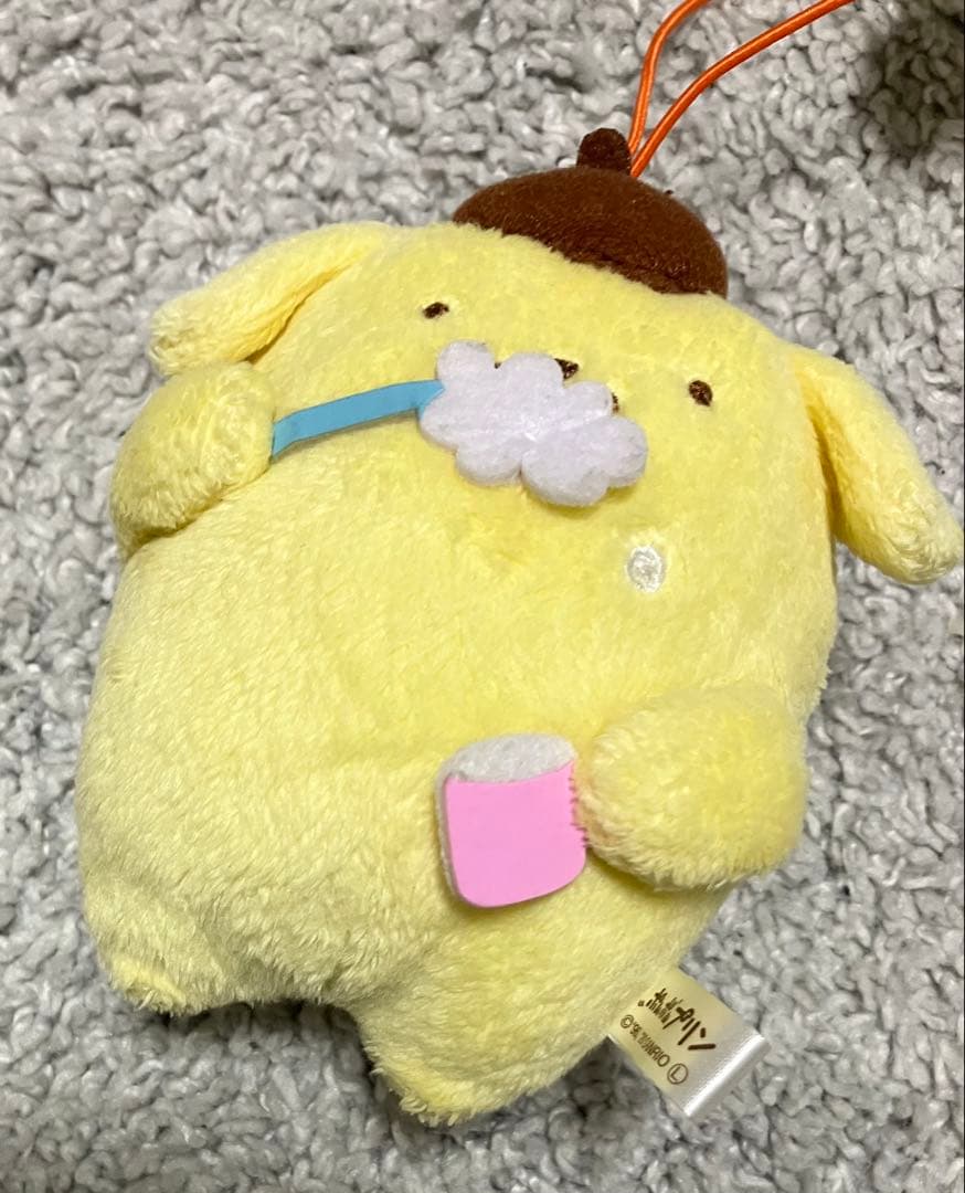 希少　ポムポムプリン　ある日の一日　マスコット　ぬいぐるみ　歯磨き　サンリオ