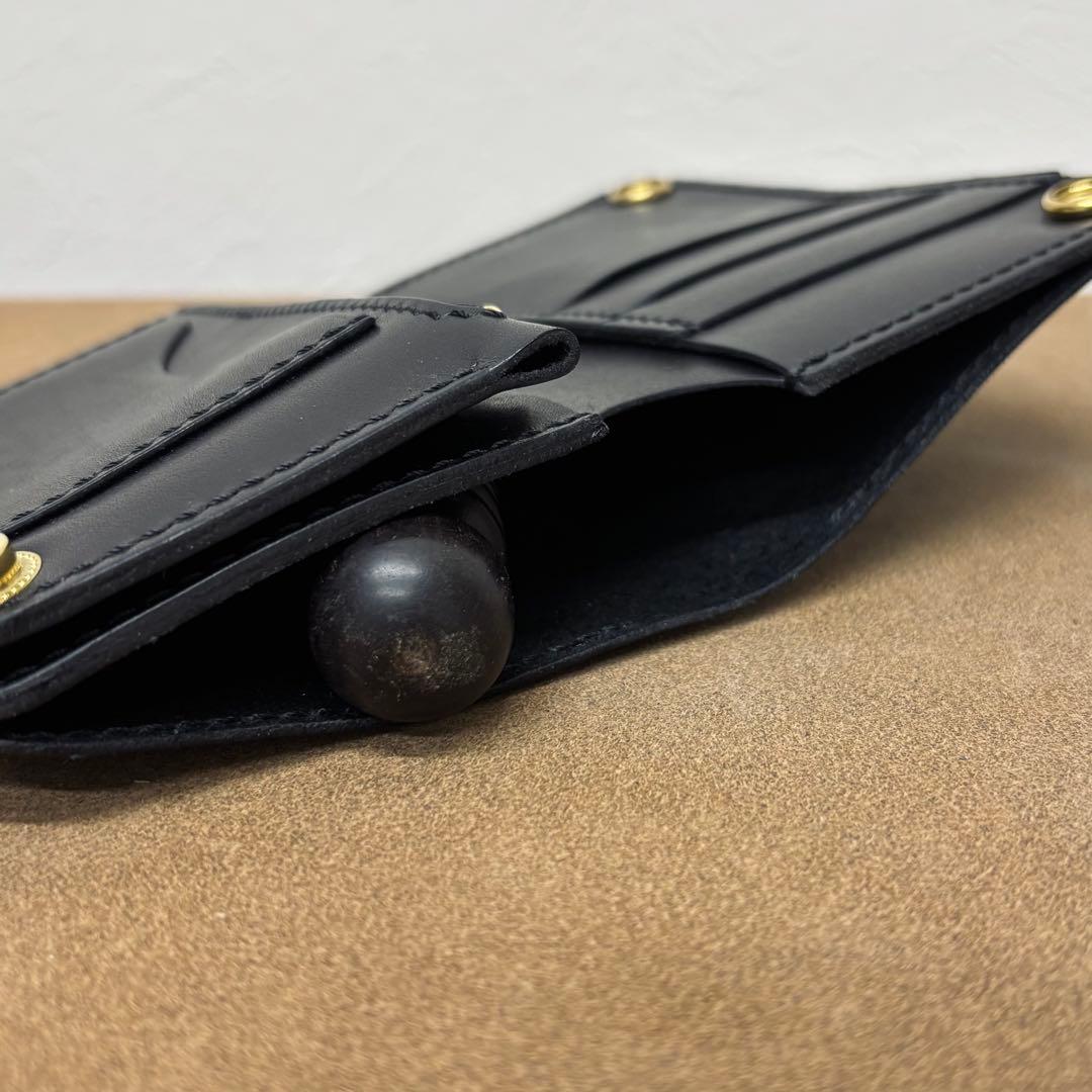 【サンプル特価品】　トラッカーウォレット　ミドル　黒　姫路レザー
