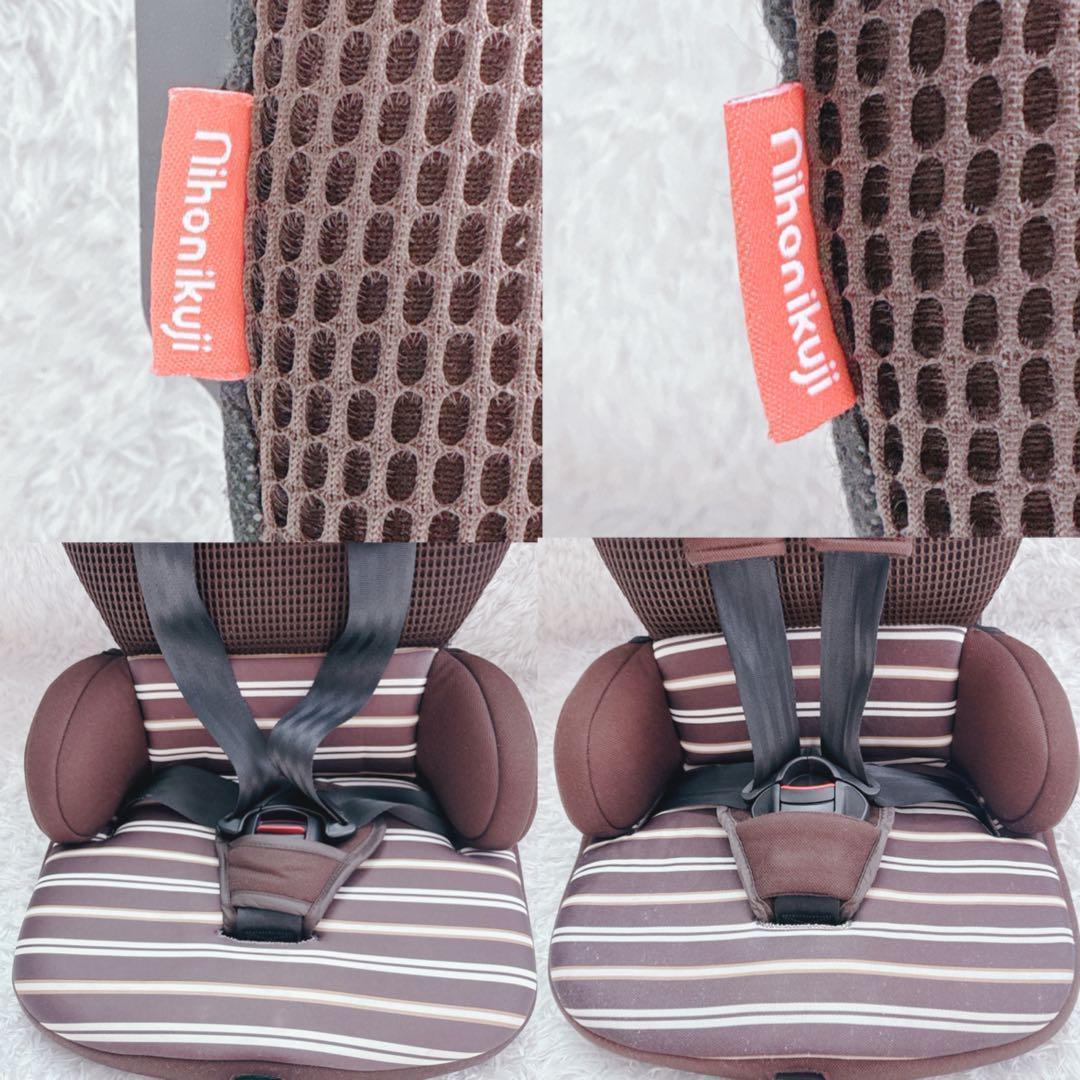 日本育児 トラベルベスト ECプラス ブラウン ボーダー ジュニアシート