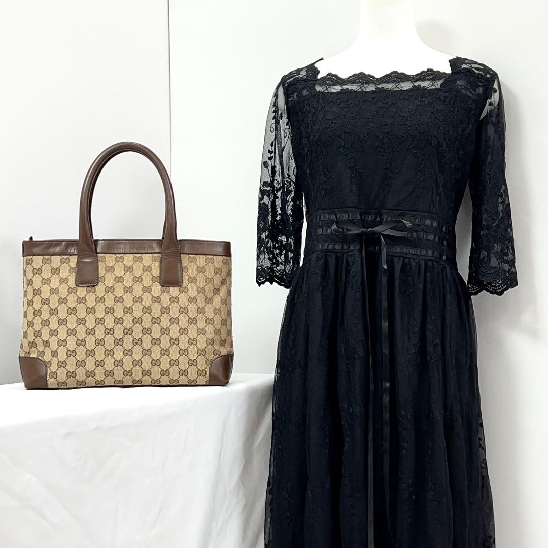 グッチ　トートバッグ　ハンドバッグ　GG柄　キャンバス　レザー　ブラウン