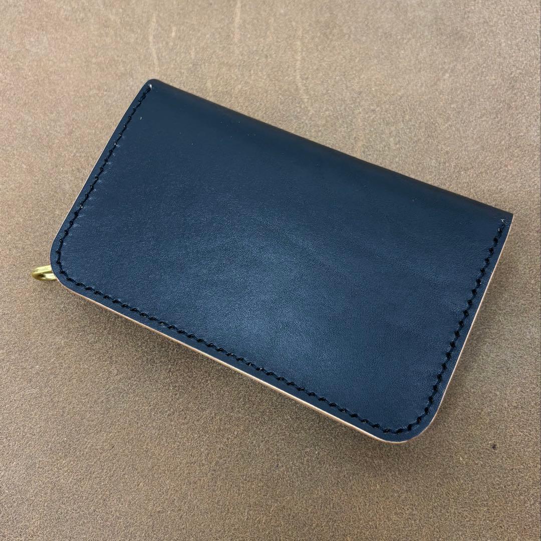 ホースハイド　トラッカーウォレット　ミドル　黒　茶心　3層　alps