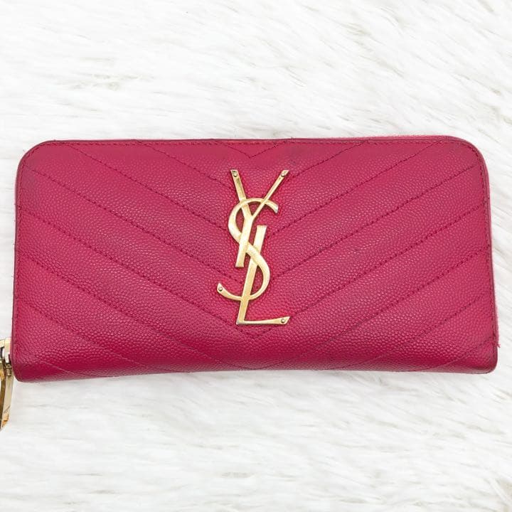 イヴサンローラン 長財布 ラウンドジップ キャビアスキン レザー