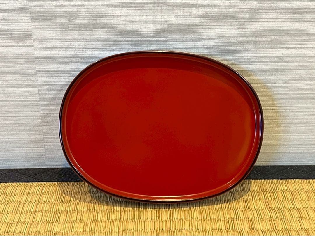 輪島塗 角藤漆器店謹製 溜塗小判型弁当箱 10客 共箱