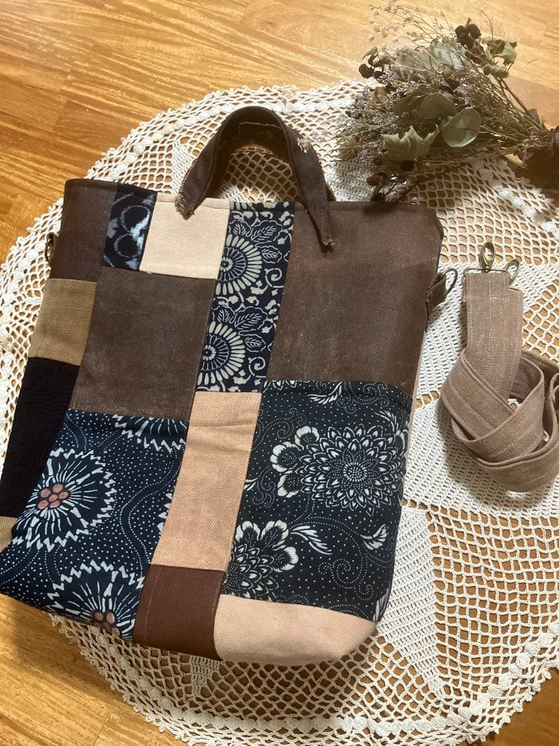 古布リメイク～リメイク人形雪ん子藍染刺子山葡萄古布リメイク～古布