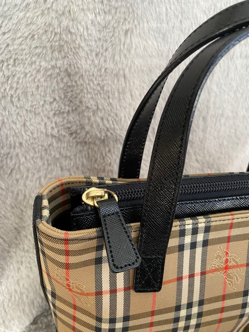 BURBERRY ハンドバッグ キャンバス レザー トートバッグ