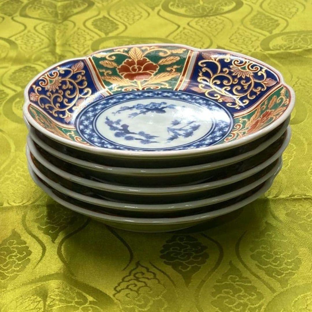 5枚組 有田焼 古伊万里 色絵 輪花皿 金彩錦唐草 新品 - メルカリ