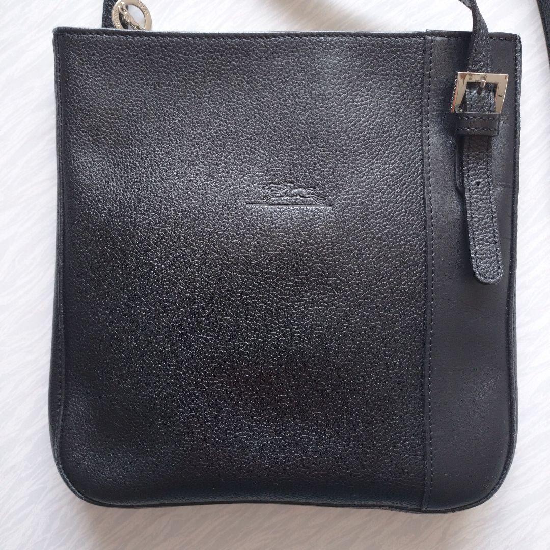 ロンシャン 本革 ショルダーバッグ ブラック
