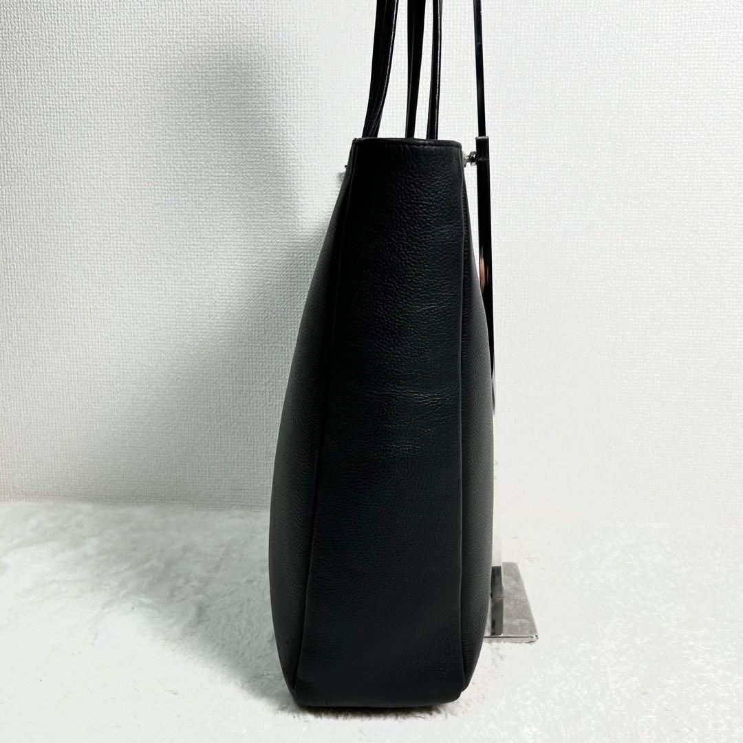 美品✨　SHIPS 牛革　シボ革　トートバッグ A4収納可 黒