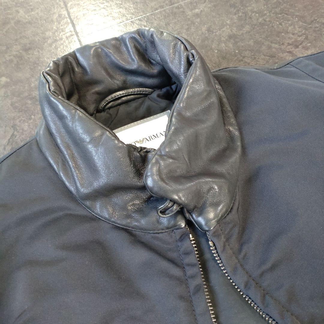 【正規品 エンポリオ・アルマーニ】ダウンジャケット コート レザー＆キルティング