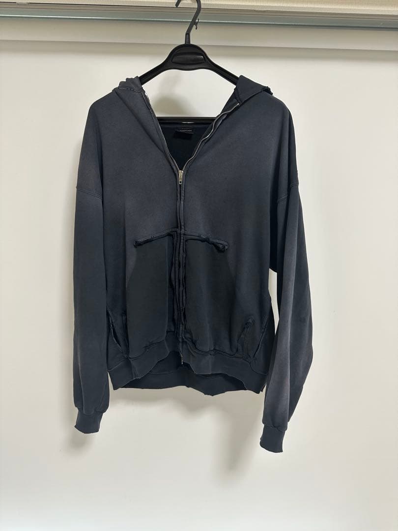 トップス 23ss TapeType Ripped PocketZip-Up Hoodie
