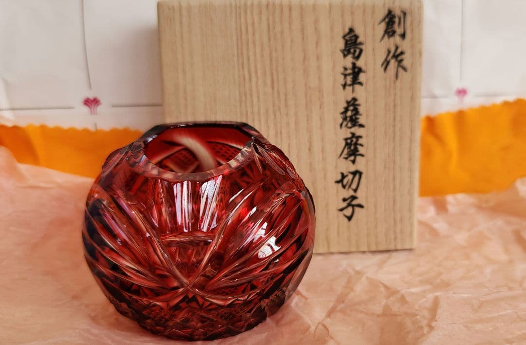 島津薩摩切子 笑猫 金赤(新作) - メルカリ