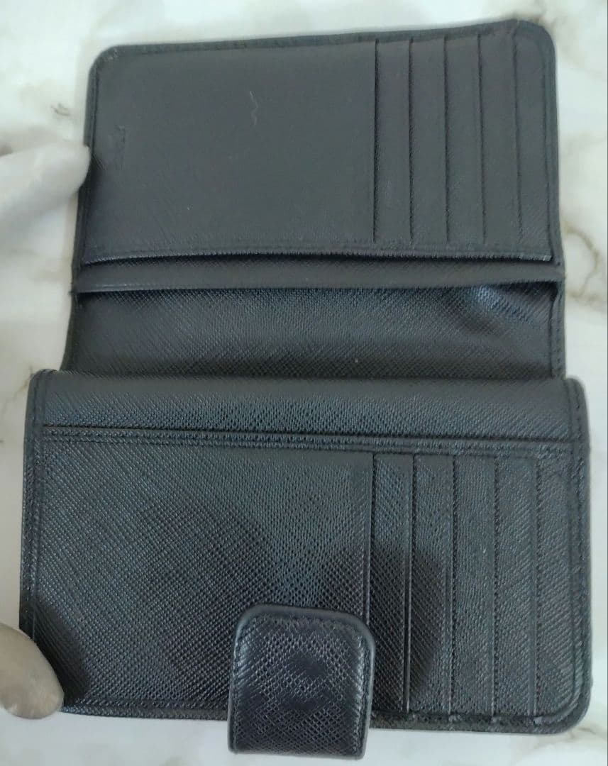 APV18 プラダ サフィアーノメタル L字ファスナー財布 ゴールド金具