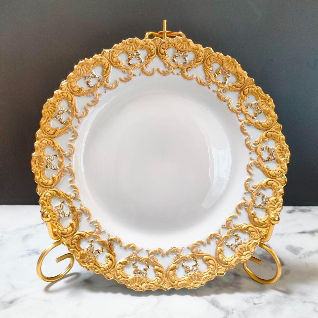 MEISSEN マイセン ゴールドレリーフ 金彩 プレート シェルエッジ 1級品