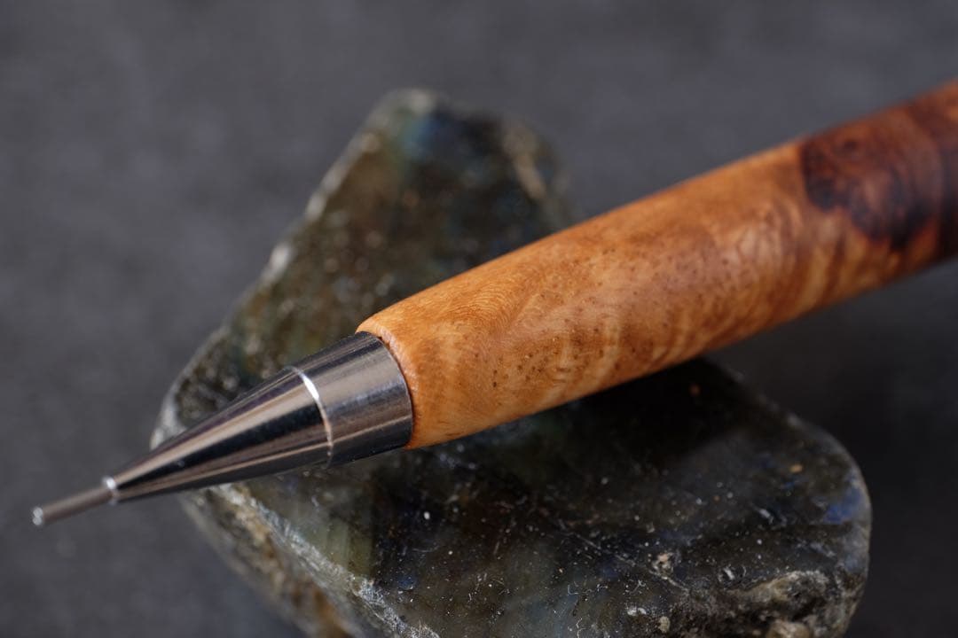 PG5木軸カスタム0225 高村杢工房 製図用シャープペンシル 花梨瘤紅白