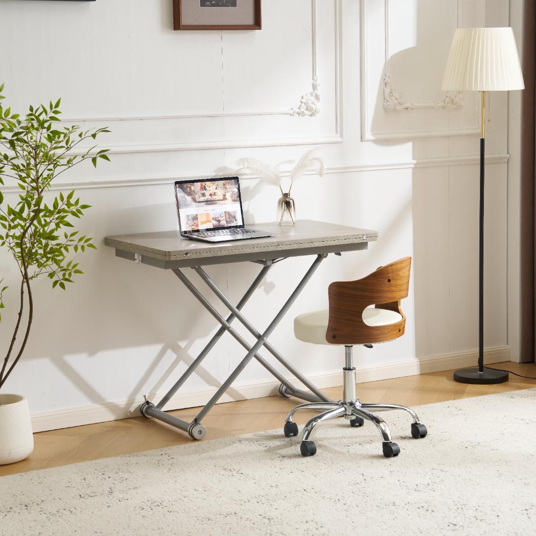 タイムセール！ダイニングテーブル【単品】　ガス圧昇降式テーブル　GREY