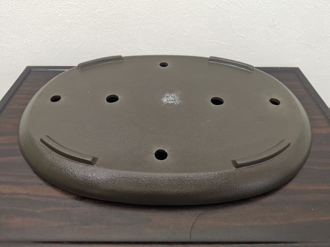 陶器製楕円形盆栽鉢 約47cm× 34cm×4.5cm　薄型・大型盆栽鉢