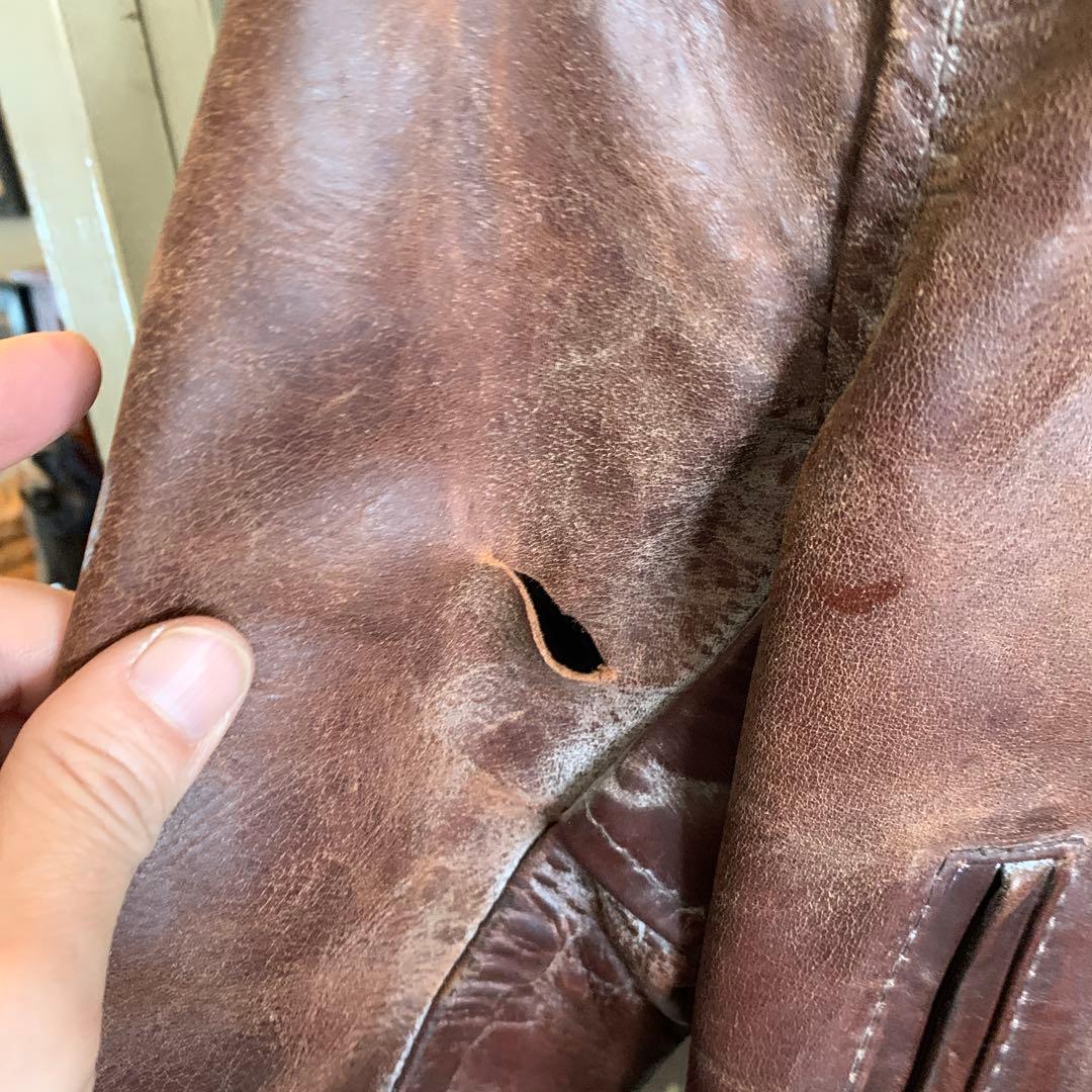 エアロレザーブラウンレザーシングルライダースジャケット - メルカリ