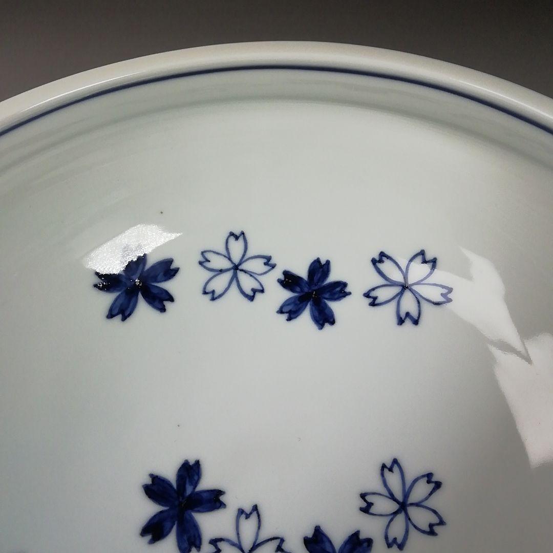 Ｗ３２　水指　『染付　桜川』『押小路窯　庄左ェ門』　共箱　茶道具