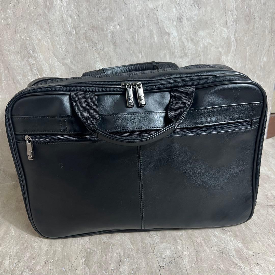 極美品 Samsonite 2ルーム ブリーフケース ビジネスバッグ 牛革