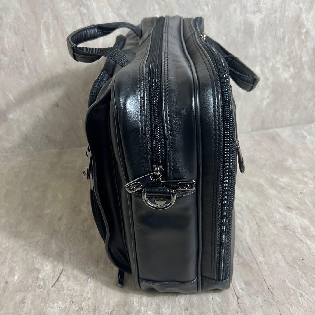 極美品 Samsonite 2ルーム ブリーフケース ビジネスバッグ 牛革