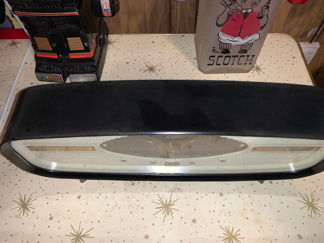 昭和レトロ 動作品 リズム時計 ゼンマイ式 ミッドセンチュリー ロカビリー