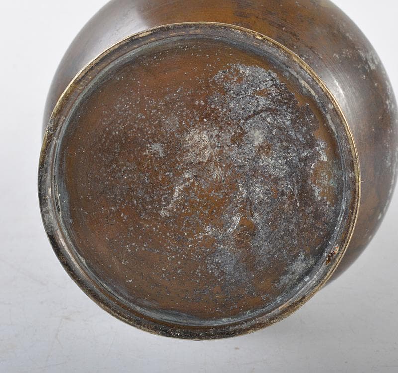 中国　古銅　饕餮文　長頸瓶　V　R4312