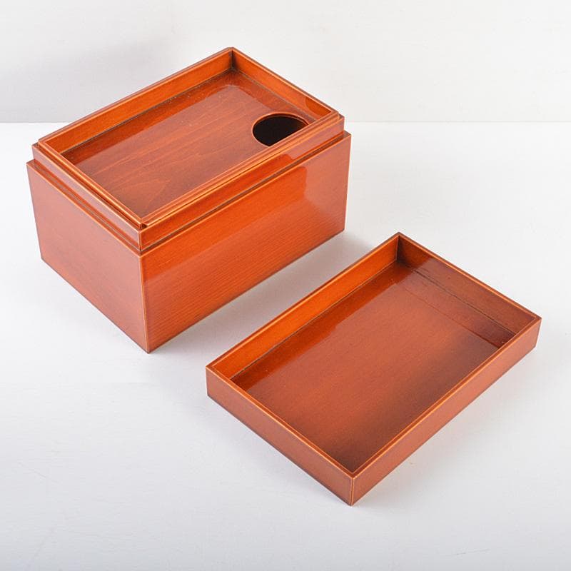 茶道具　漆塗　春慶塗茶箱　洞華作　茶碗　香合など　七点　一式　仕覆付　C6457