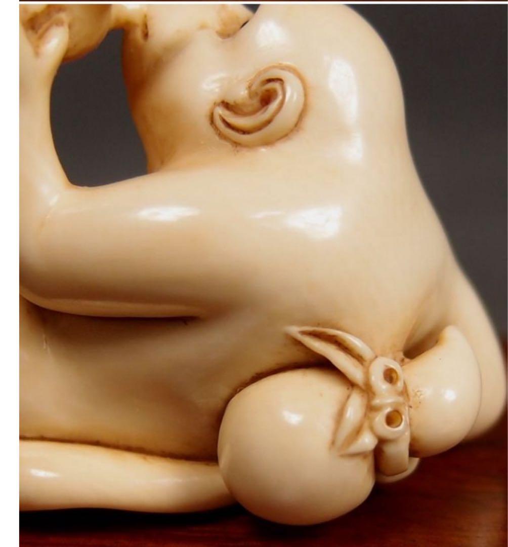 送料無料　コレクター放出　猿親子根付　4.5×3.2×2.5　優品