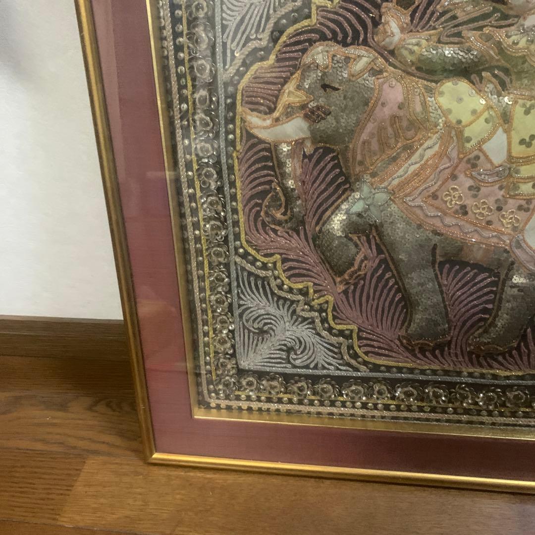 インドの伝統アート 象と騎士の絵