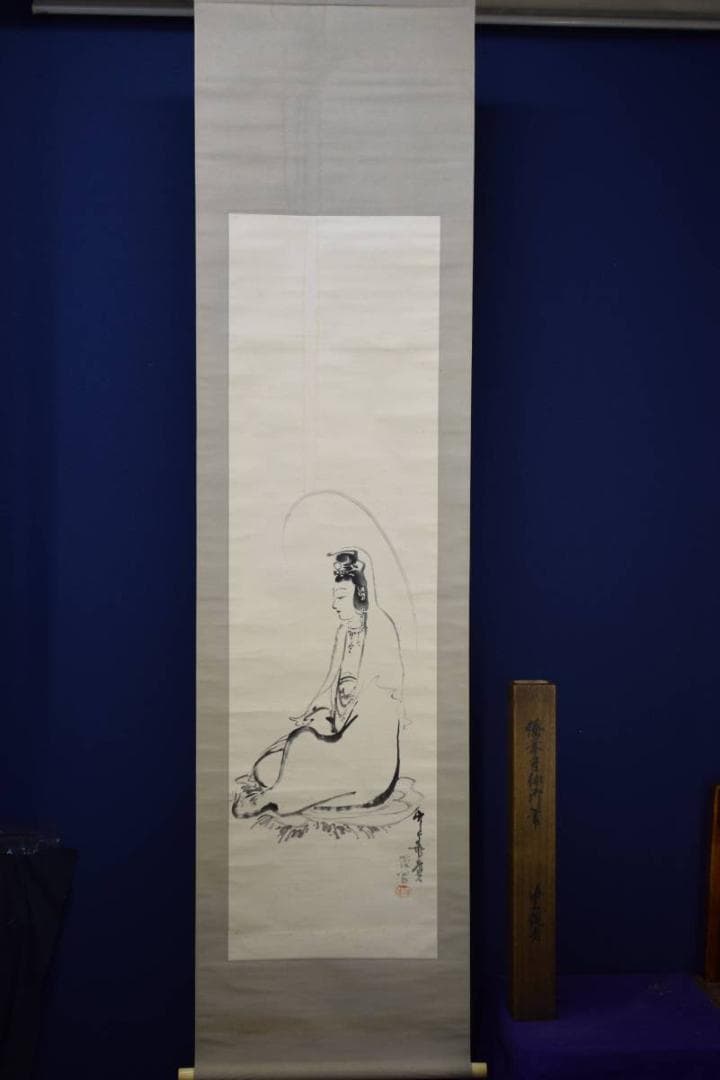 模写/栖巌/観音像図/布袋屋掛軸HD-530