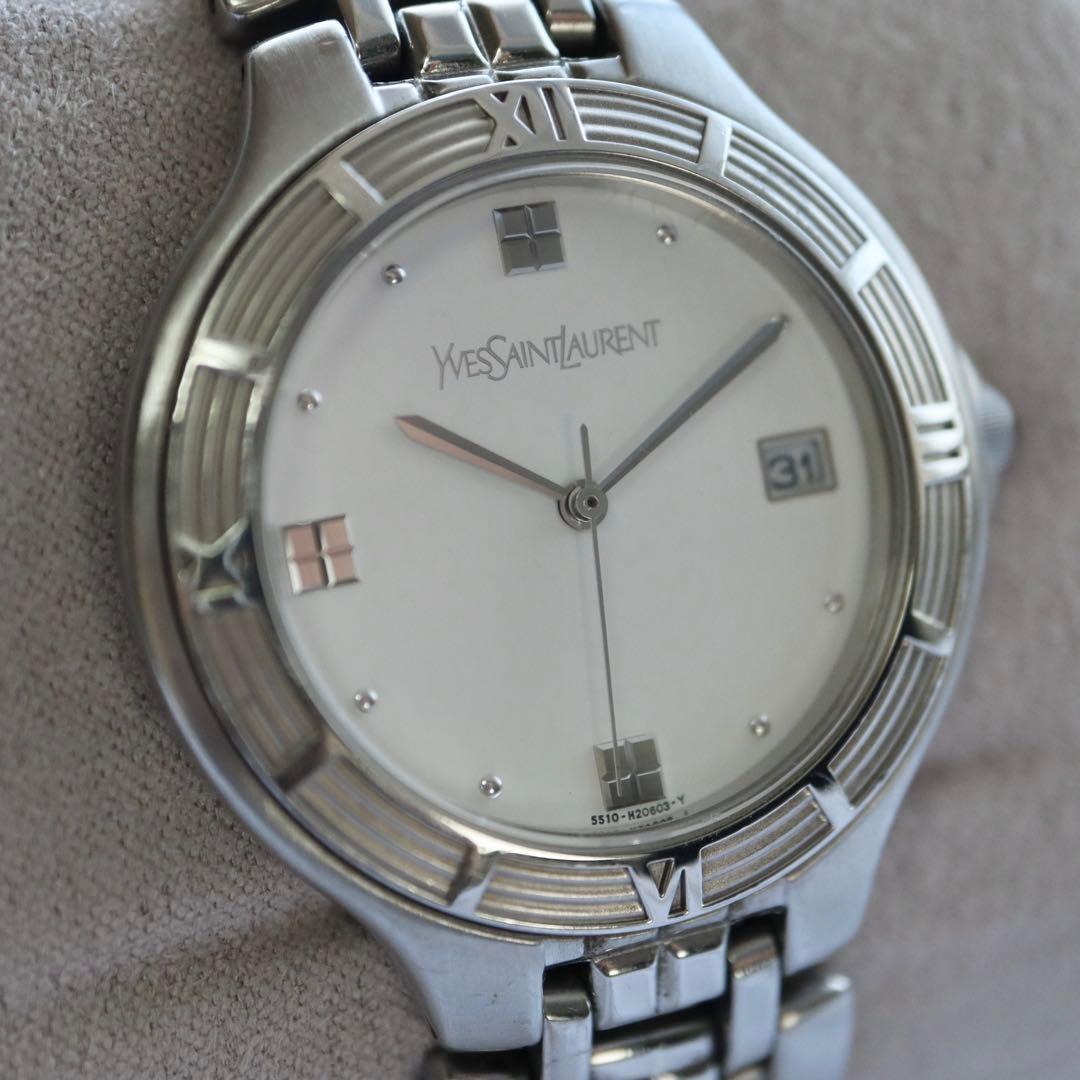 Yves Saint Laurent ローマンベゼル シルバー 腕時計 1362