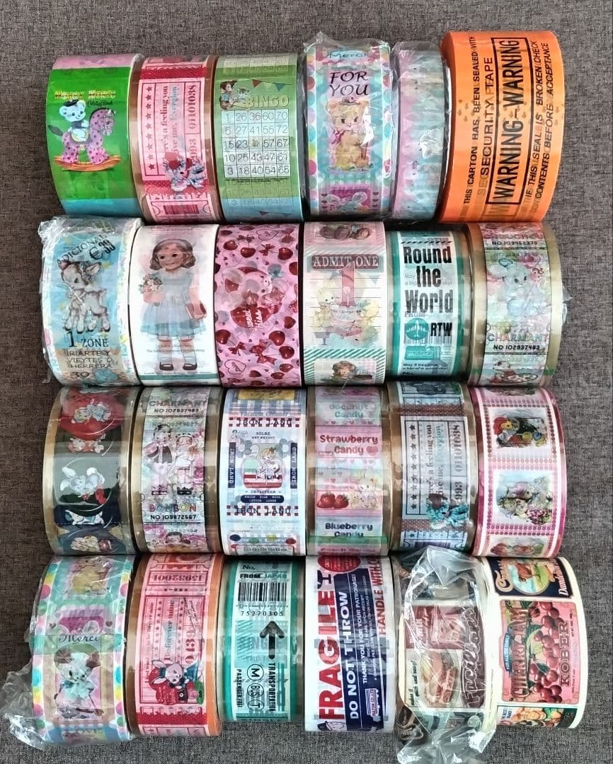 oppテープ 海外作家様 がたく 3巻セット レトロアニマル柄 梱包用 OPP