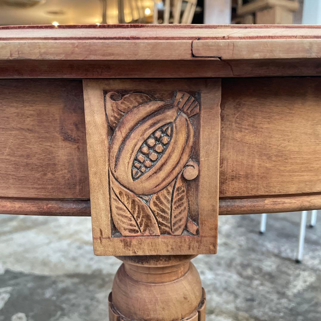 e0ビンテージ　オーバルダイニングテーブル　 剥離