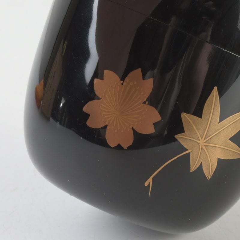 茶道具 山中塗 中村宗悦作 雲錦蒔絵 中棗 共箱 V 9300