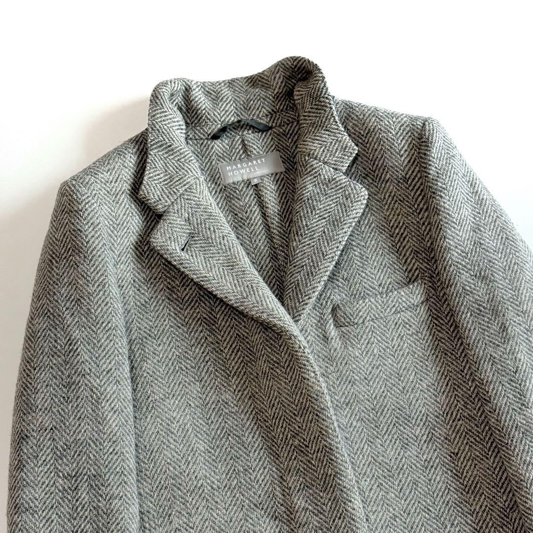 マーガレットハウエル ヘリンボーン ウール 比翼ボタン ツイード