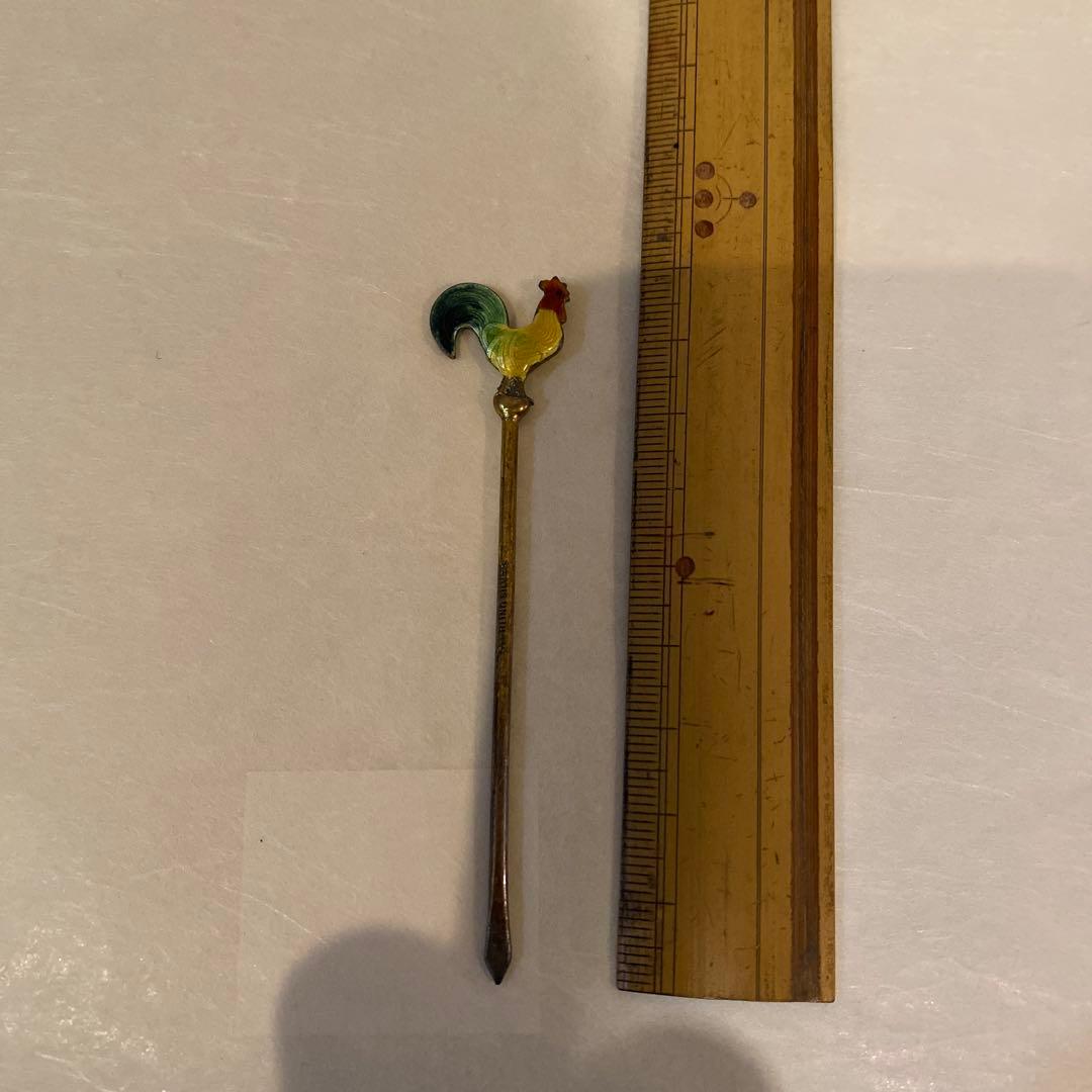 値下げ　スターリングシルバー 七宝焼　エナメル　鶏 フルーツピックオリーブピック