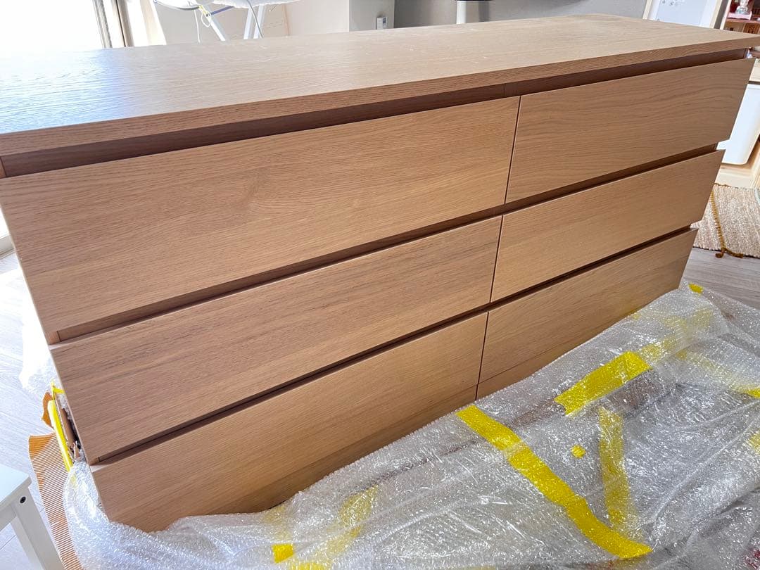 【引取or着払い】IKEA MALM マルム　チェスト　シェルフ MALM マルム チェスト（引き出し×4）, ホワイトステインオーク材突き板