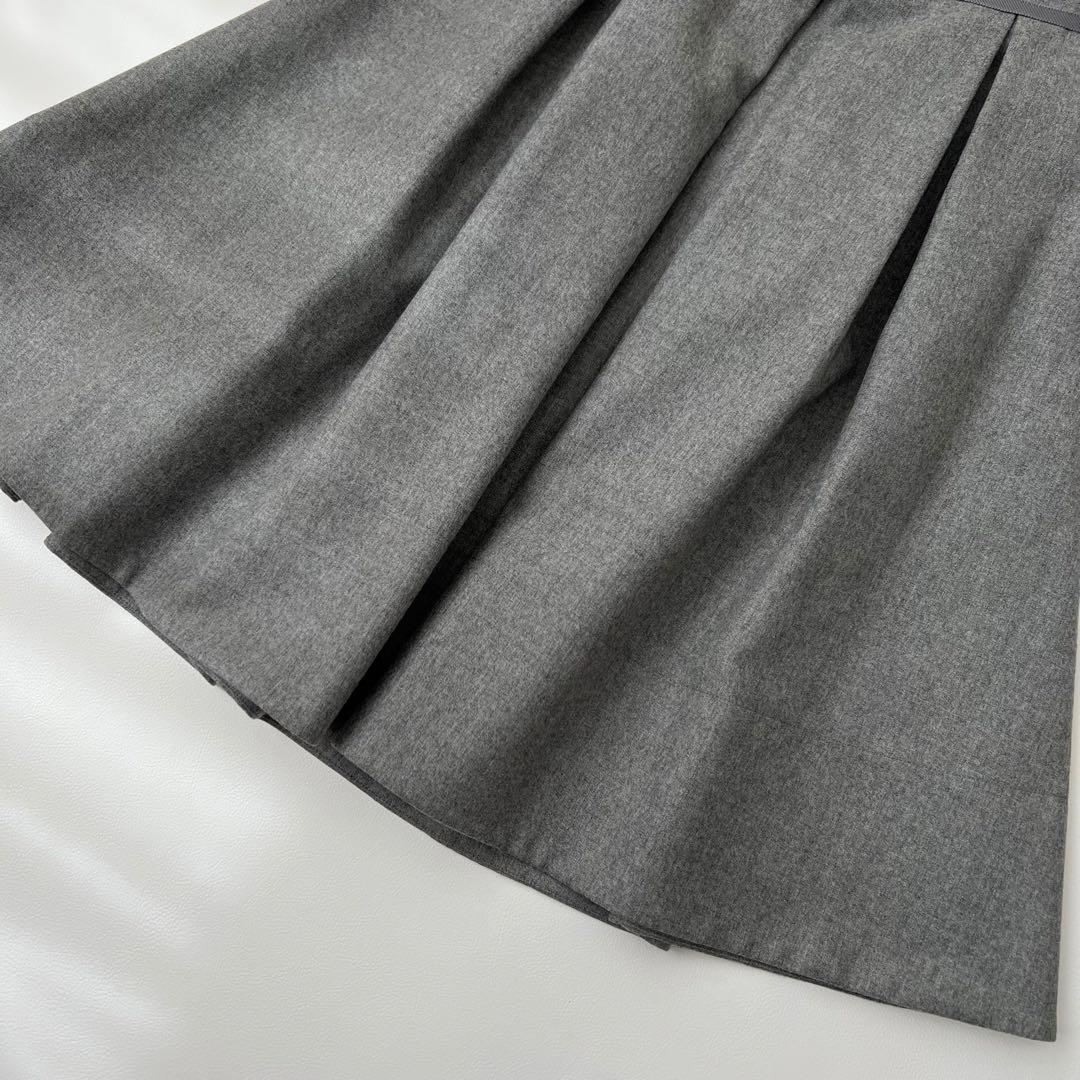 美品　Foxey フォクシー　ボックスプリーツスカート　ロゴプレート　38