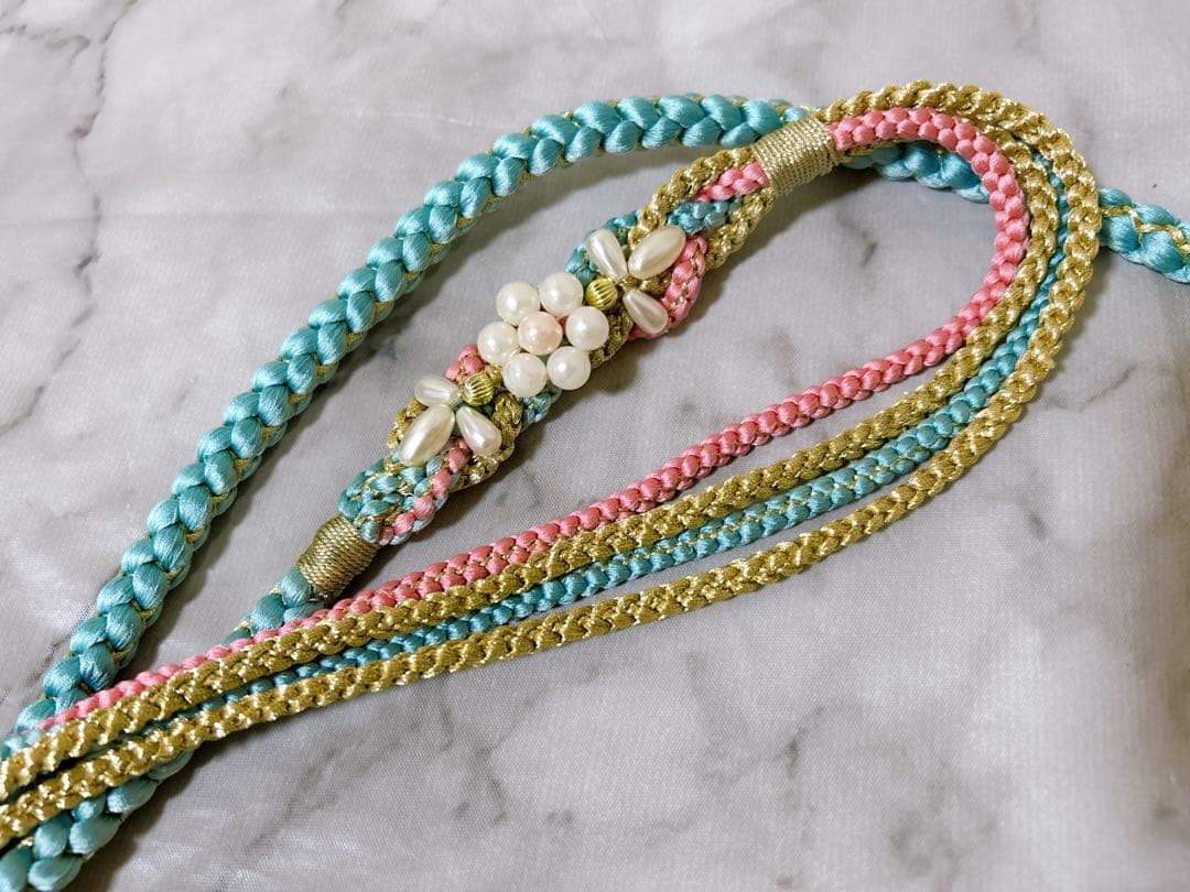 正絹セット♡七五三　7歳　女の子　フルセット　一式　白系　ピンク　パール付帯締め