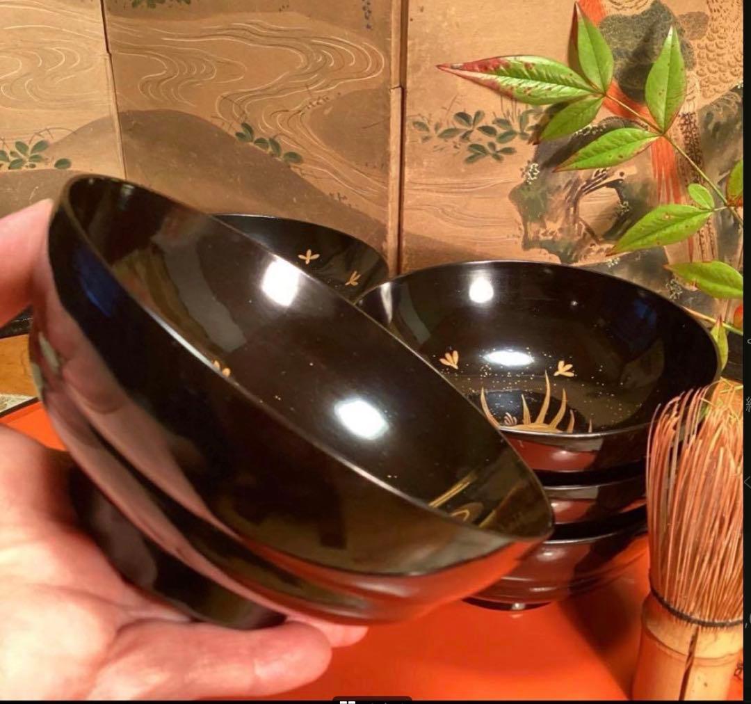 A1061 木製輪島塗 懐石道具 衝羽根に流水菖蒲 蒔絵 2客 - メルカリ