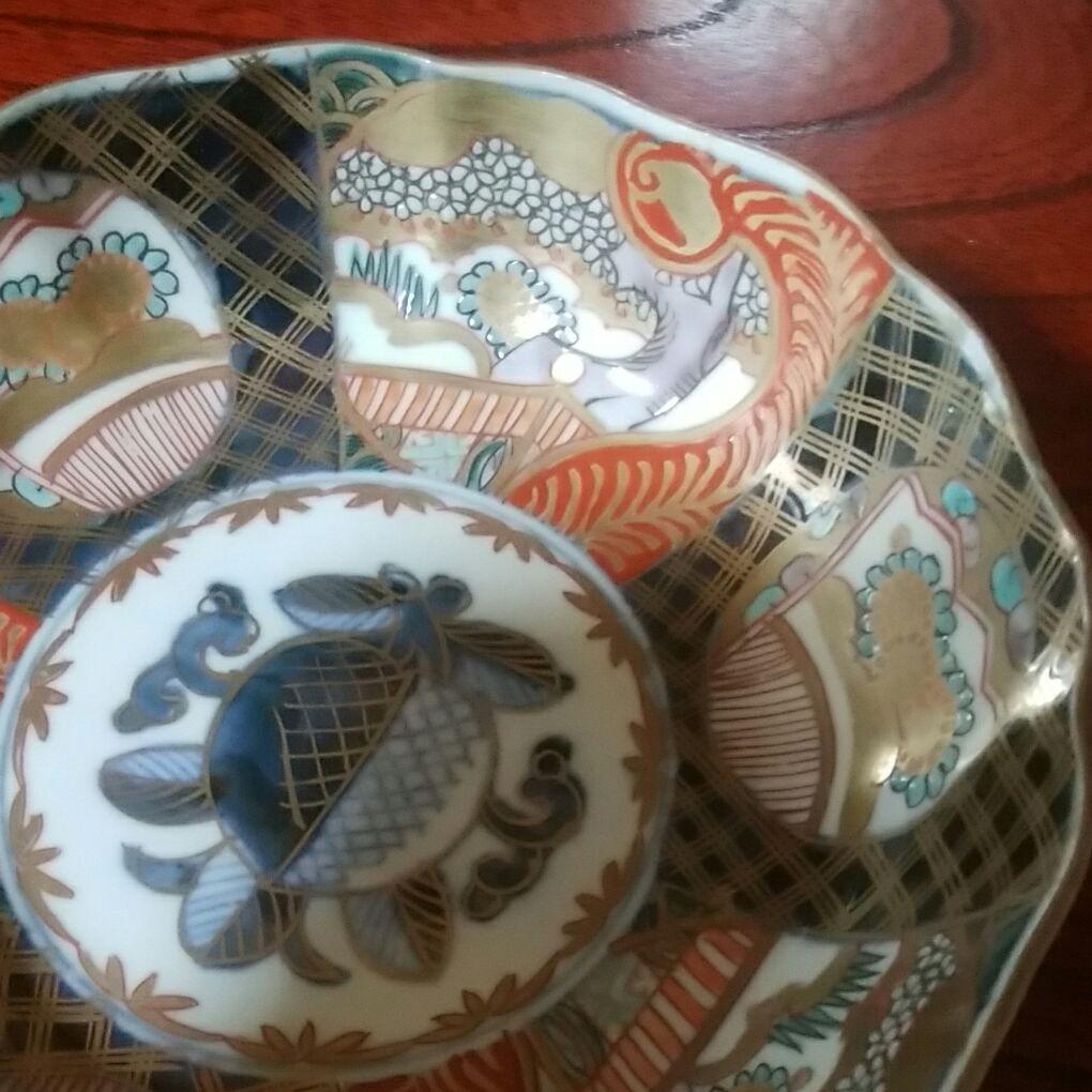 149 明治時代 伊万里焼 色絵金採 膾皿5客
