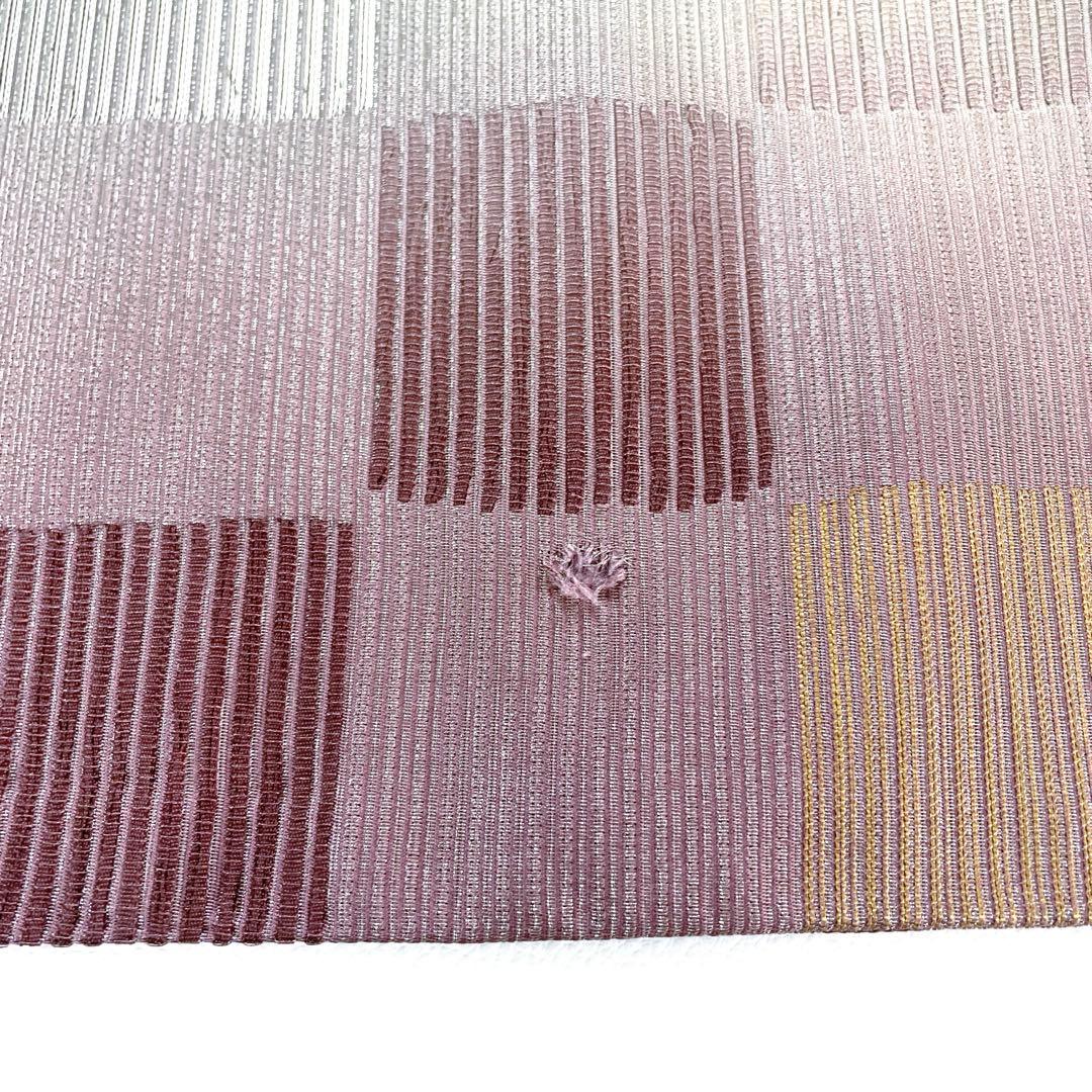 帯3345 ○高級 正絹 両面全通 リバーシブル 袋帯 市松模様 博多帯 半幅帯