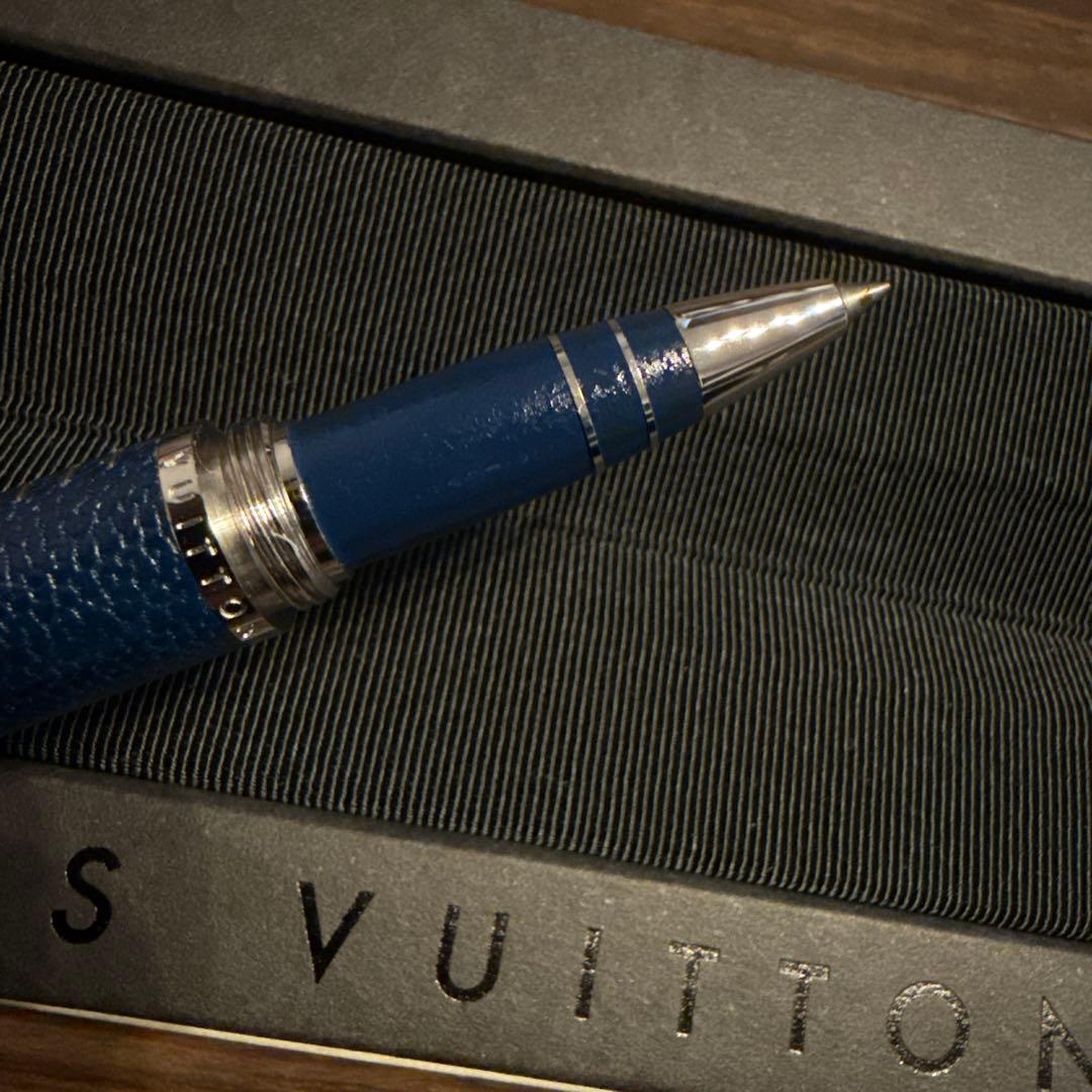 ルイヴィトン ボールペン ドックキュイール レザー ネイビー