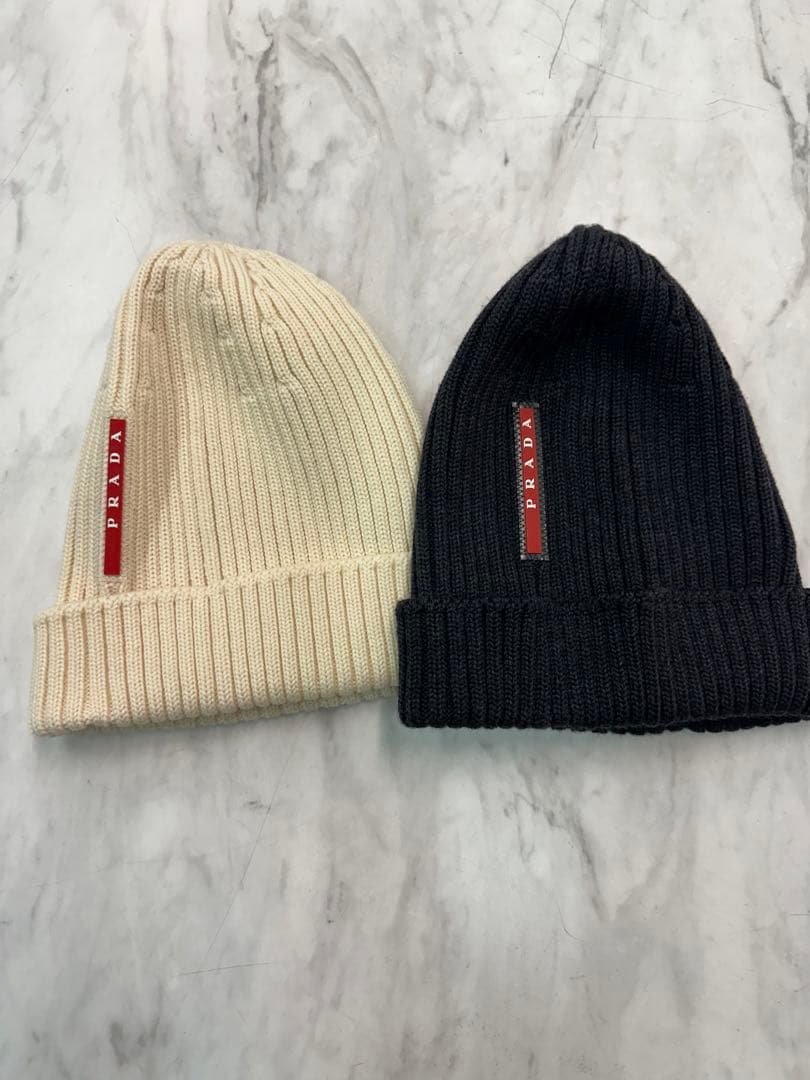 PRADA ニット帽 2色セット ホワイト ブラック