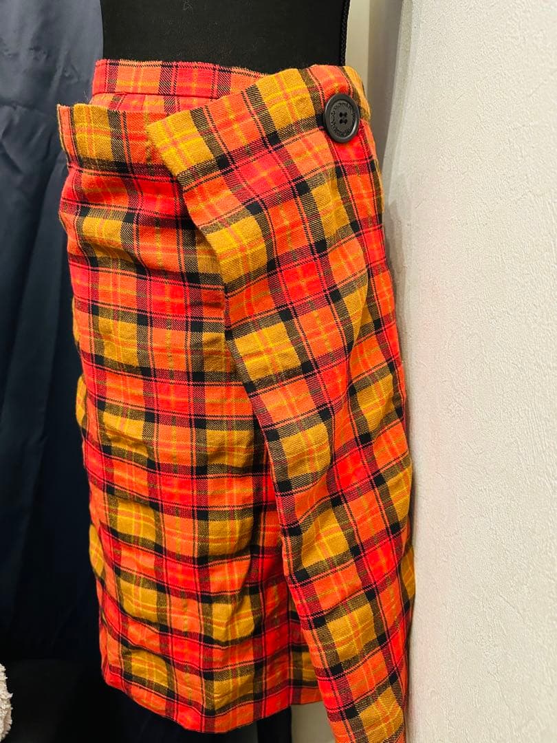 ヴィヴィアンウエストウッド チェック柄ラップスカート