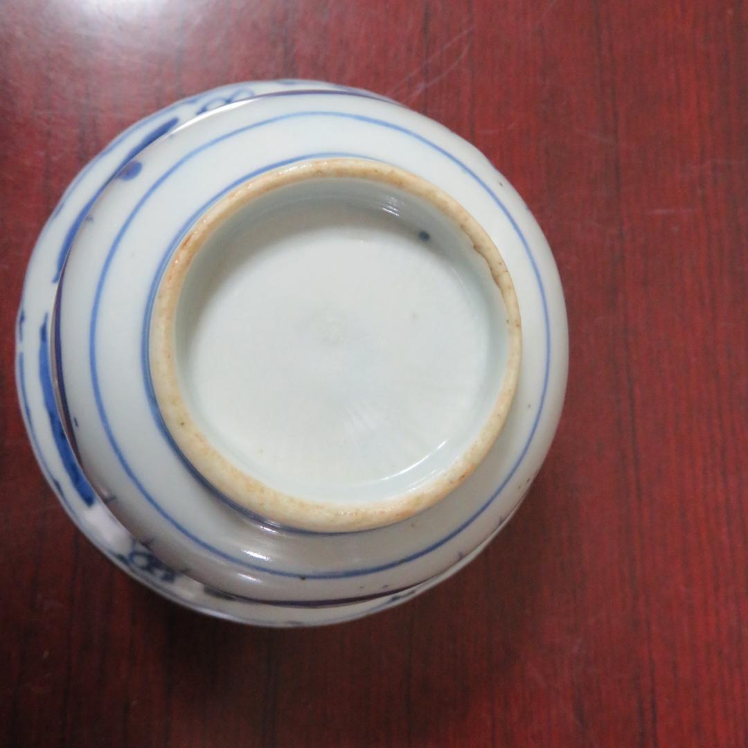 染付 蕎麦猪口 丸形 向付 3客 窯傷 歪み 染付 古染付写し