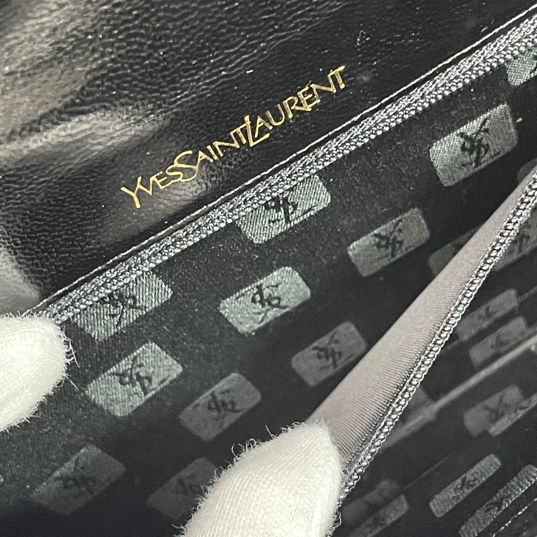 美品 YSL イヴサンローラン リザード レザー ハンドバッグ カサンドラロゴ