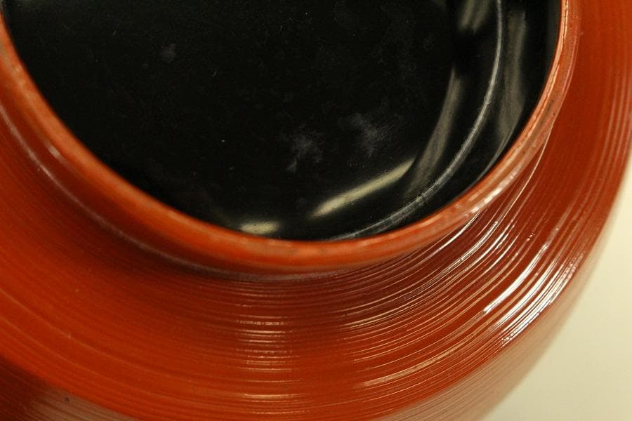 朱塗刷毛目 鴛鴦蒔絵 椀 一対 時代物(ZE659)